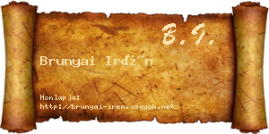 Brunyai Irén névjegykártya
